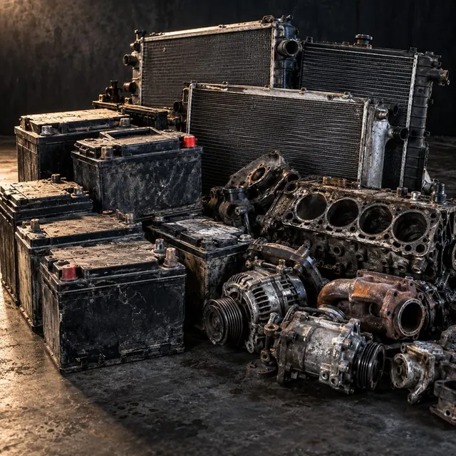 Used car batteries and radiators