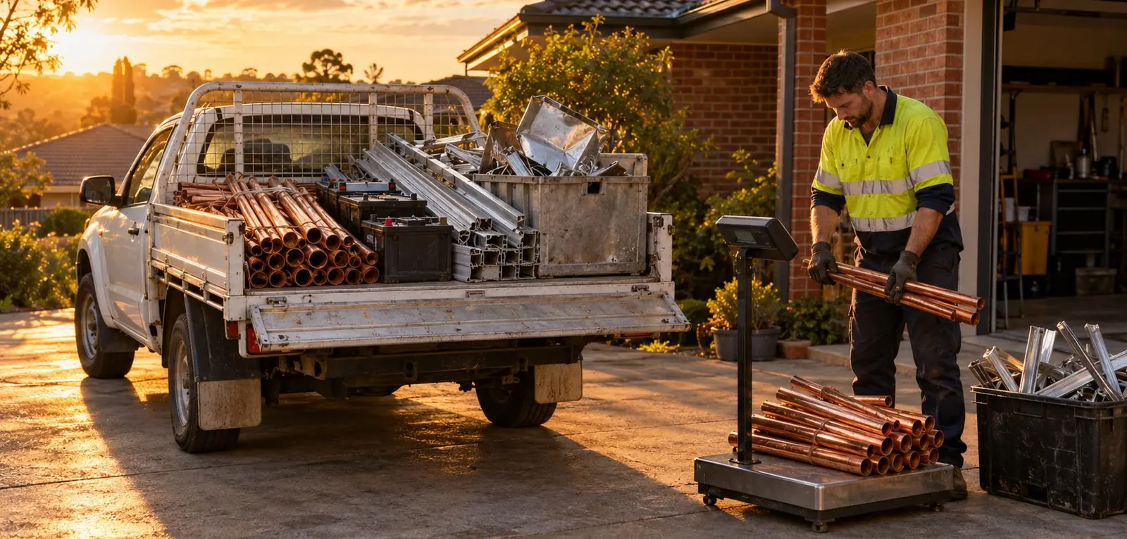 Al Sadeem ute loaded with scrap metal at a Sydney home